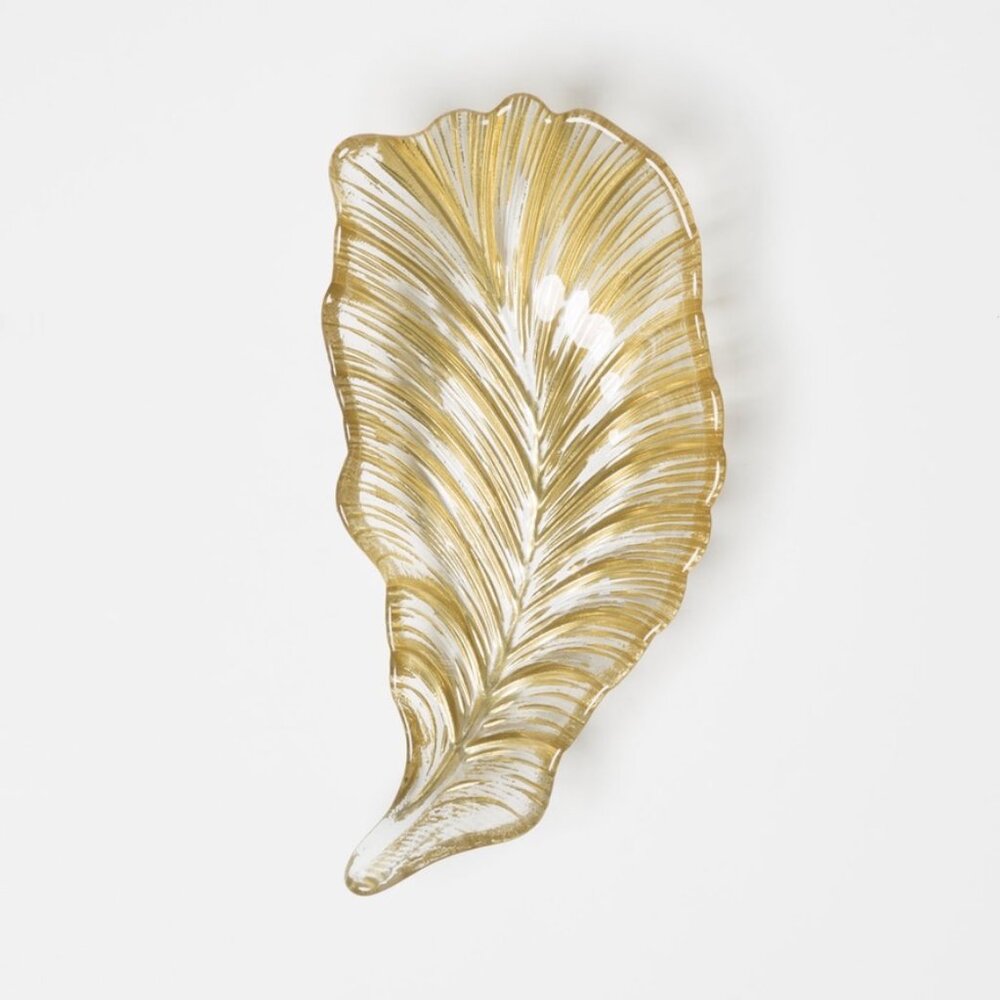 Vietri Nature Glass Small Feather Bowl